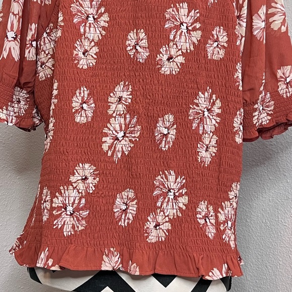 Madewell Georgette Lucie Sz XL Boho Smocked Floral Bloomcore Puff Sleeve Blouse - Picture 11 of 13